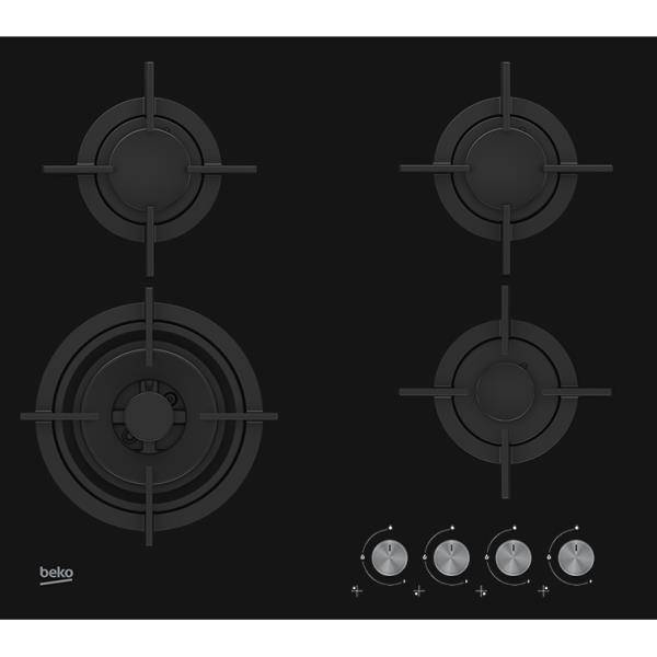 Table de cuisson gaz Table Gaz-60 CM-Verre-Support individuel en fonte-Largeur (cm) : 60-Pui