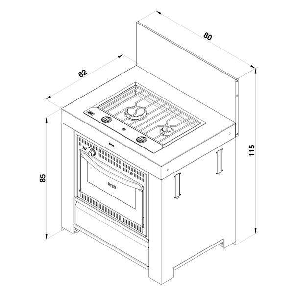 Module de cuisine d'extérieur Module de cuisine avec table de cuisson et four ENO - MOD7005