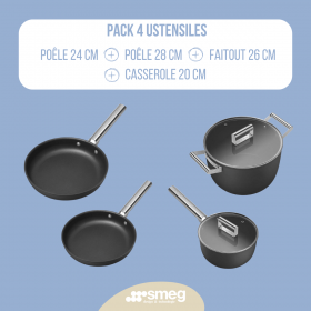 Pack ustensiles de cuisson PACK NOIR 4 USTENSILES SMEG