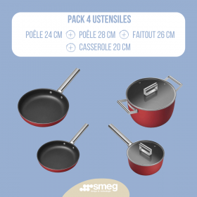 Pack ustensiles de cuisson PACK ROUGE 4 USTENSILES SMEG