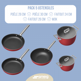 Pack ustensiles de cuisson PACK ROUGE 5 USTENSILES SMEG