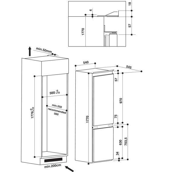 Réfrigérateur intégrable combiné WHIRLPOOL - ART6502A+