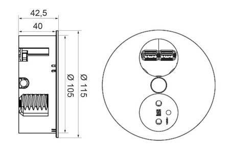 Prises et interrupteurs Prise à encastrer coloris Inox 1 prise et 2 prises USB ZEN 2PAEU 057 LUISINA